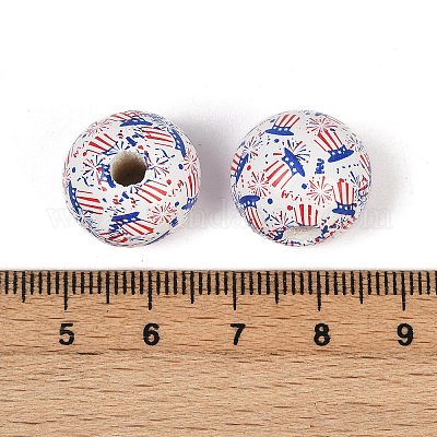 Тема Дня независимости деревянные европейские бусы WOOD-Z005-01B-03-1