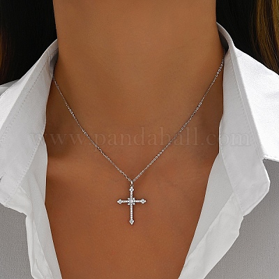 Крутое ожерелье с подвеской в виде серебряного креста в стиле хип-хоп S925 для повседневной носки AF7558-2-1