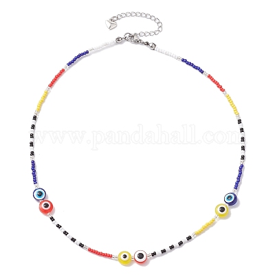 Ожерелья из смолы и стеклянных бусин NJEW-MZ00029-1