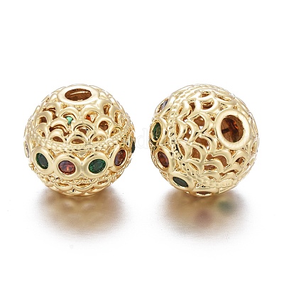 Латунные микро проложить кубического циркония бусы KK-K244-19G-1