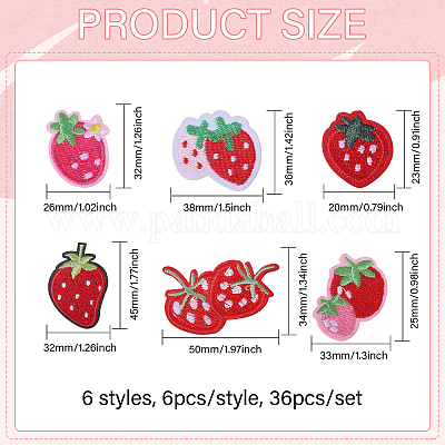 36 шт. 6 стиля клубники компьютерная вышивка тканевые самоклеящиеся нашивки&nbsp;PATC-FG0002-42-1