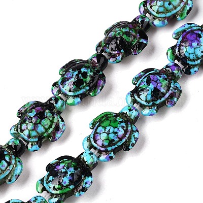 Нити из синтетических бирюзовых бусин G-P507-05A-2-1