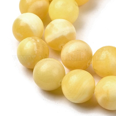 Нити бусин из натурального желтого нефрита G-A274-A01-10mm-01-1