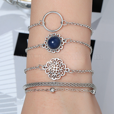 5шт. 5 стиля браслетов из железного сплава для женщин JJ5494-4-1