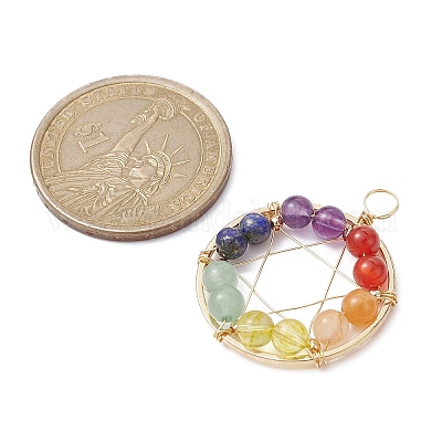 Подвески из медной проволоки с драгоценными камнями PALLOY-JF02305-01-1