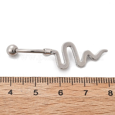 Сплав горный хрусталь змея изогнутая штанга кольца для живота&nbsp;LS-AJEW-R007-03P-04-1