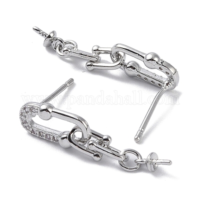 Фурнитура для серег из латуни с кубическим цирконием KK-B087-07P-1