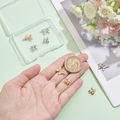 8шт 4 стиля латунные микропаве прозрачные подвески с кубическим цирконием KK-DC0001-10-1