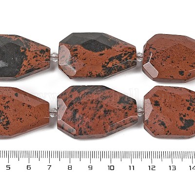 Натурального красного дерева обсидиана бисер нитей G-P548-B16-01-1