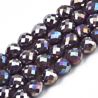 Гальванизировать непрозрачные сплошной цвет стеклянные бусы пряди EGLA-N002-26-A09-1