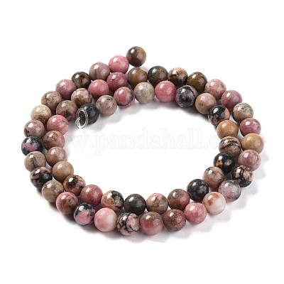 Природные родонит бисер нитей G-Z002-01-6mm-1