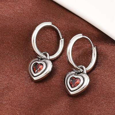 Серьги-кольца в форме сердца из хирургической нержавеющей стали 316 EJEW-C160-16-1