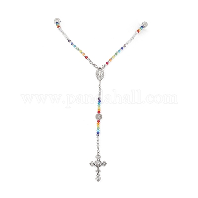 Ожерелья из четок из стеклянных бусин NJEW-JN04326-1