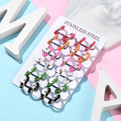 Серьги-кольца из нержавеющей стали с вакуумным покрытием PVD 201 EJEW-Q002-07G-1