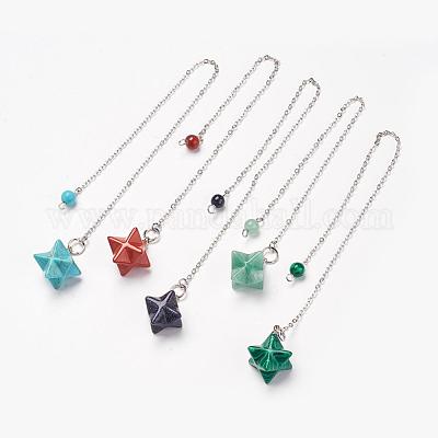 Маятники для биолокации чакр из натуральных и синтетических смешанных камней G-F516-01-1