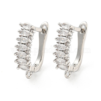 Покрытие стойки латунь микропаве фианит серьги обручи EJEW-C102-19P-1