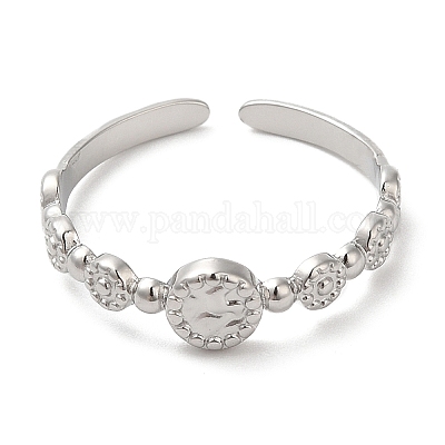 Не тускнеющее плоское круглое кольцо-манжета из нержавеющей стали 304 для женщин RJEW-I098-04P-1