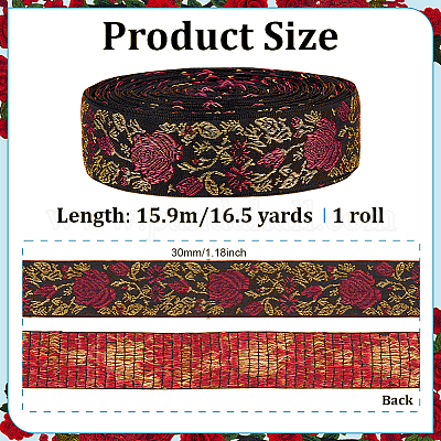 16.5 ярд цветочной винтажной жаккардовой полиэстеровой ленты&nbsp;OCOR-PH0007-38-1