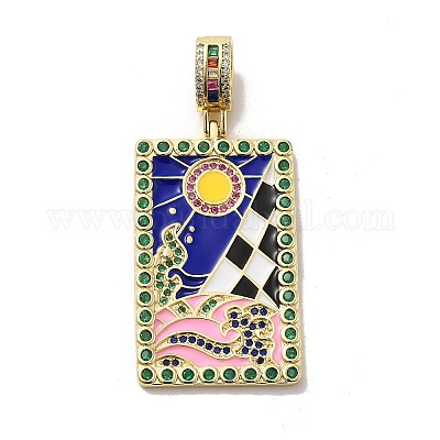 Подвески из латуни микропаве с фианитами и эмалью KK-H458-04G-06-1