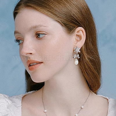 2 пара серег-клипс двухцветная латунь с микропаве 2а прозрачный кубический цирконий EJEW-BBC0001-59-1