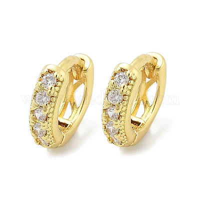 Латунные серьги-кольца из прозрачного кубического циркония EJEW-D311-077G-1
