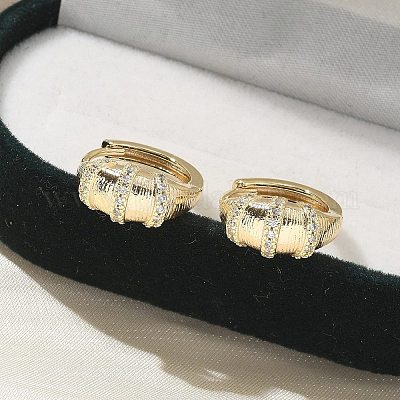 Серьги-кольца из латуни с прозрачным фианитом EJEW-Q014-21G-1