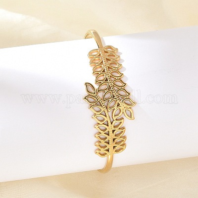 Браслеты-манжеты из нержавеющей стали 304 для женщин BJEW-B120-05G-01-1