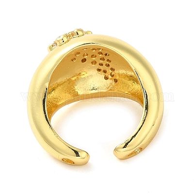 Латунные микро проложить манжеты кольца кубического циркония RJEW-P102-13G-1