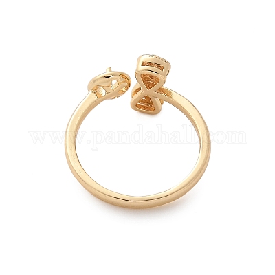 Кольцо-манжета с бантом из латуни с микропаве из кубического циркония KK-A244-01B-G-1