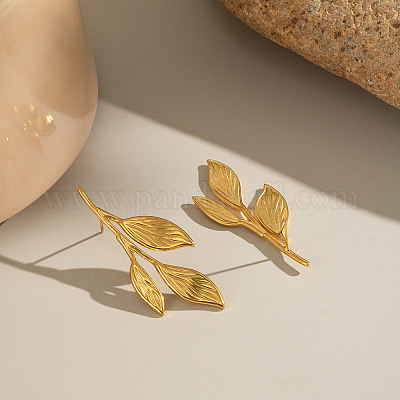 Серьги-гвоздики из нержавеющей стали в форме листа WM5668-1