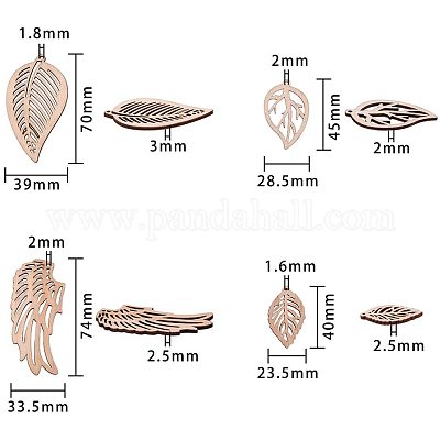 Неокрашенные деревянные большие подвески WOOD-PH0008-46-1