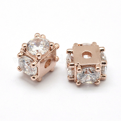 Латунные микро проложить класса AAA кубического циркония бусы KK-P126-02RG-NR-1