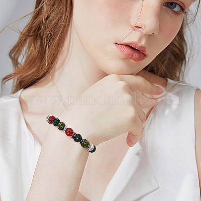 Рождественская тема 84 шт. 7 цвета ручной работы из полимерной глины со стразами круглые бусины RB-PA0001-06-1