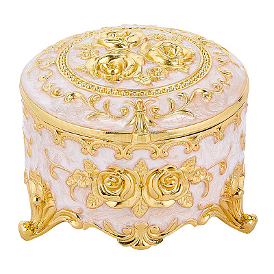 Декоративные коробки для хранения безделушек из розовой эмали CON-WH20001-20A-1