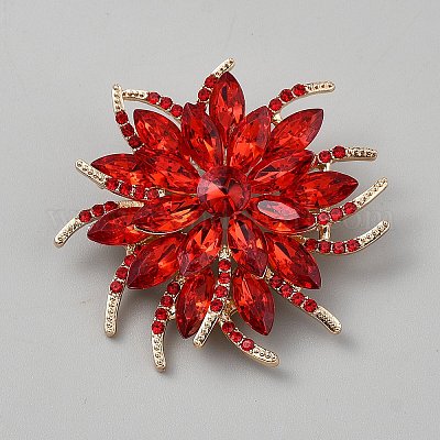 Булавки для лацкана из цветочного сплава со стразами для свадебной вечеринки&nbsp;JEWB-WH0001-42G-04-1