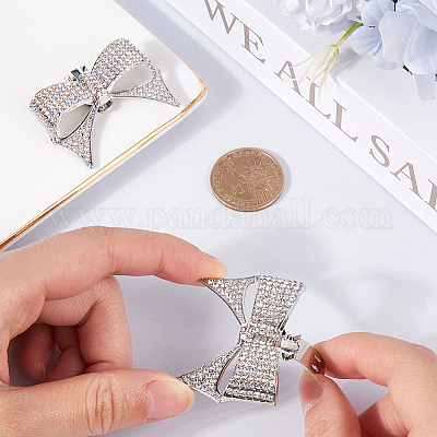 2 шт. украшения для обуви из сплава со стразами в виде банта FIND-CP0002-30A-1