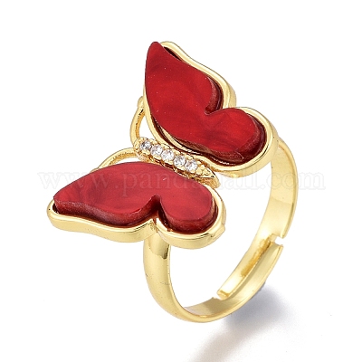 Регулируемые латунные кольца с прозрачным кубическим цирконием RJEW-F106-G-1