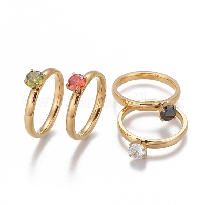 Кольца для пальцев из нержавеющей стали 304 с вакуумным покрытием PVD RJEW-L099-G-1