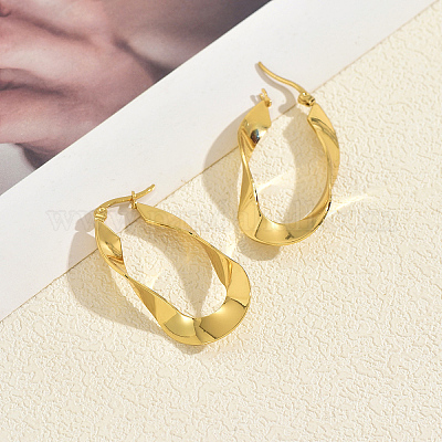 Серьги-кольца из нержавеющей стали витой овальной формы NI5341-1