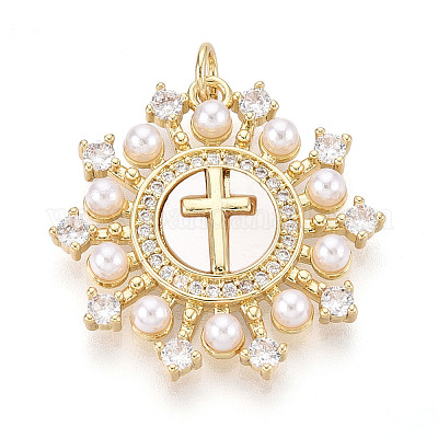 Латунные микропаве прозрачные подвески с фианитом KK-N268-64G-1