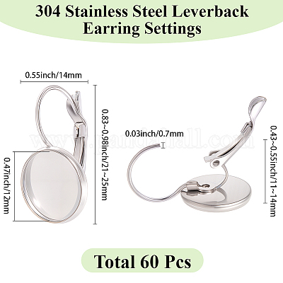 60 шт. застежка для сережек из нержавеющей стали 304 STAS-SC0010-25-1