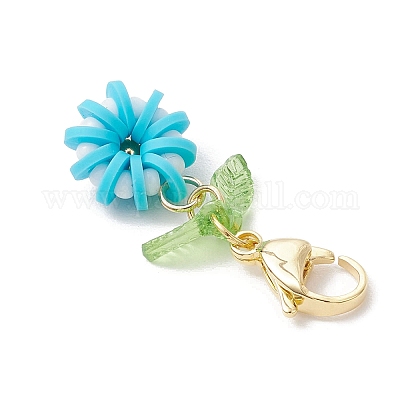 7 шт. подвески из полимерной глины и стекла в виде цветка HJEW-MZ00327-1