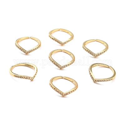 Кольцо-манжета с прозрачной кубической циркониевой короной для женщин RJEW-C018-15G-1