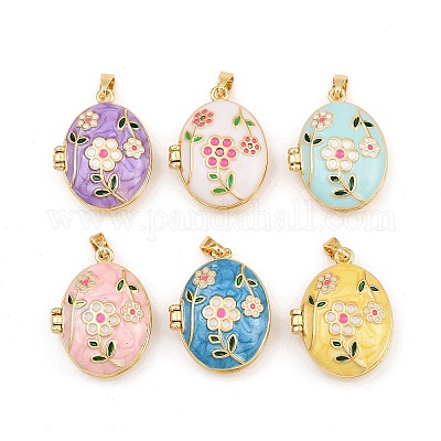 Латунь эмаль Locket подвески KK-P335-02G-1