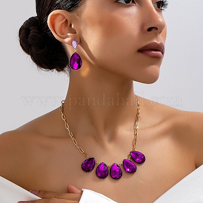 Комплект из ожерелья с подвеской из сплава в форме капли и серег-гвоздиков FS-WG22B44-01-1