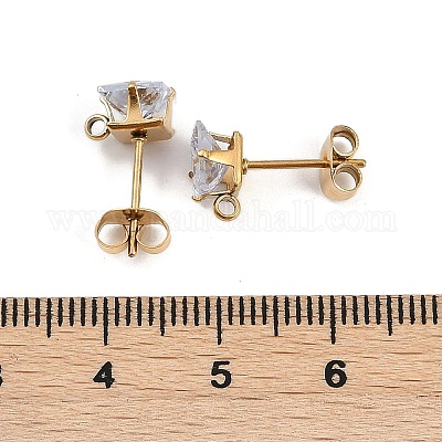 Ионное покрытие (ip) 304 нержавеющая сталь кубический цирконий серьги-гвоздики фурнитура STAS-P373-06C-04-1