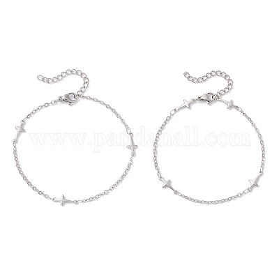 Браслеты из нержавеющей стали 304 с перекрестными связями для женщин BJEW-JB12360-01-1