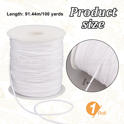 Wholesale PH PandaHall 2mm White Nylon String Cord 100 Yards Nylon