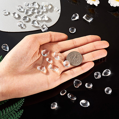 40 шт. 8 вида прозрачных стеклянных кабошонов со стразами&nbsp;RGLA-TA0001-08-1