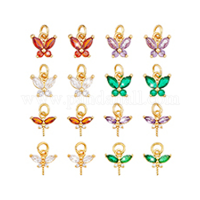 16 шт. 8 стиля латунные подвески с микропаве и кубическим цирконием KK-PH0012-98-1